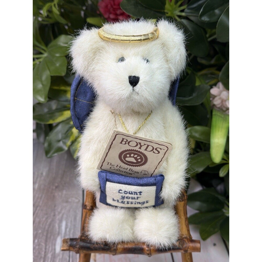 Boyds Angel B. Blessings Plush Bear 903047 2003 Head Bean Collection w/ Tag